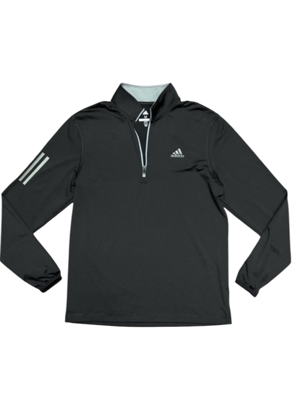 NEW Adidas 3/4 zip active long sleeve top - medium black w grey trim